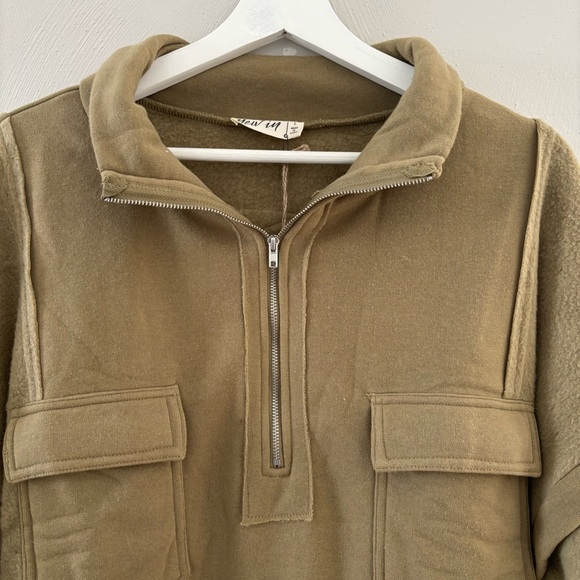 NWT Jacket Sweatshirt Quarter-Zip Henley Large Olive Green - Picture 5 of 11